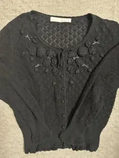 ピンクハウス　PINK HOUSE ブラック長袖カーディガンコットン