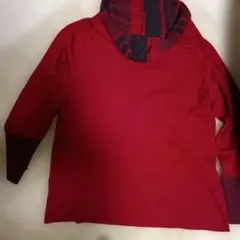 ウール100% 緩めハイネックセーター レッド