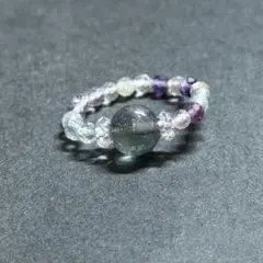 BR1054 天然石 ビーズリング パイライトインフローライト フローライト