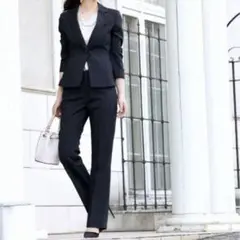 最終価格✨LLサイズ✨洗える　パンツスーツ　上下セット　ネイビー　ストライプ