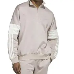 adidas ピンクベージュ ハーフジップ トレーナー Mサイズ　メンズ