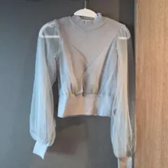 INGNI シアー袖 リブニット トップス グレー Mのサムネイル