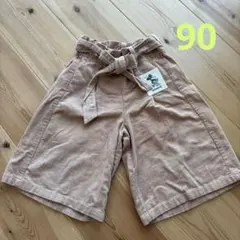 ミニーマウス コーデュロイ パンツ ベージュ リボン　90 ワイドパンツ
