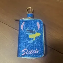 Disney Stitch キーケース ポーチ ラメ入り ブルー　新品　未使用