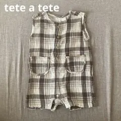 Tete a Tete チェック柄ロンパース 80