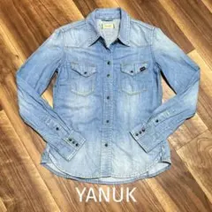 【YANUK】ヤヌーク 綿麻デニム ウエスタンシャツ サックス