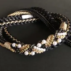 帯締め 正絹 華やか‼︎ パール 飾り付き 47BK ※新品