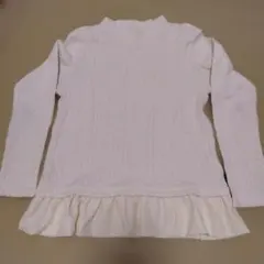 ホワイト 長袖カットソー フリル裾