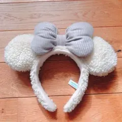 ディズニー カチューシャ グレー もこもこ ボア ミニー