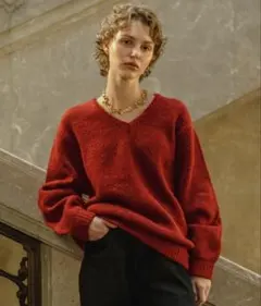 【Casper John】　ウールミックスVネックニット