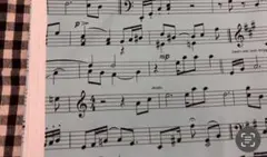 楽譜プリント 水色布地 生地幅×40