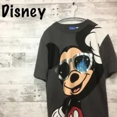 ディズニー ミッキーマウス デカプリント バックプリント Tシャツ グレー S