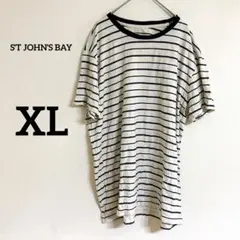 S'T JOHN'S BAY 【XL】 ストライプ Tシャツ アイボリー