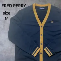 FRED PERRY ネイビー Vネックカーディガン M
