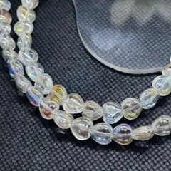 水晶　ホワイトアクアオーラ　ハート　約8ｍｍ　13個　縦貫通穴　特価　天然石