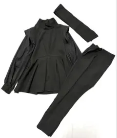 【美品】RUIRUE BOUTIQUE ストレッチパンツスーツ ブラック S