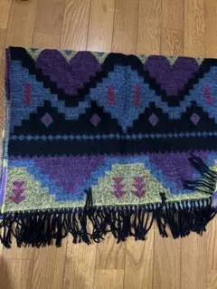 幾何学模様 フリンジ付きストール