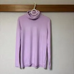 薄紫 タートルネック 長袖トップス