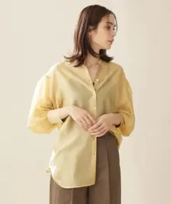 【美品】　ナノユニバース　ギャザースリーブシアーシャツ