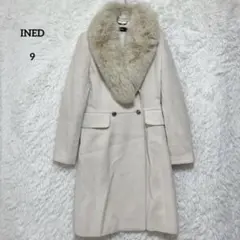 【訳あり】INED イネド ファー付きロングコート アンゴラ フォックスファー