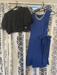 パーティドレス　ボレロ　セット　青　黒　結婚式