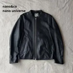 nano universe黒 レザー ライダースジャケット ナノ・ユニバース NANO universe バンドカラーレザーシングル