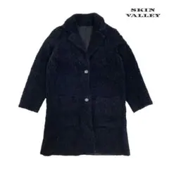 00T204☆ SKIN VALLEY 本革 シープスン ボア ロングコートのサムネイル