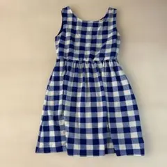 青と白のチェック柄ノースリーブワンピース