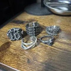 【5点セット】シルバーリング まとめ売り スカル 蛇 地雷系 パンク ゴシック