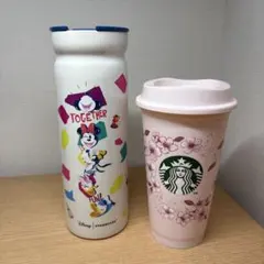スタバ　海外ディズニータンブラー&サクラ　リユーザブルカップ　セット