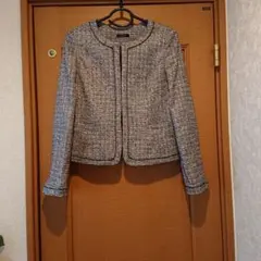 a.v.v / グレー ツイード ノーカラージャケット