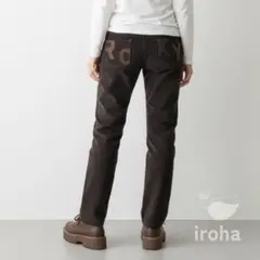 【美品】ROXY　ダークブラウン　コーデュロイパンツ　ロゴ刺繍入り　L