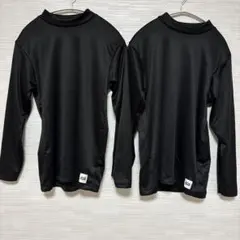 11月12日まで訳あり長袖裏起毛 ハイネック 冬2枚組 黒 シャツ 肌160cm