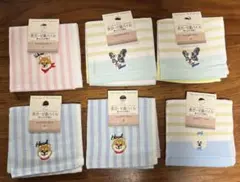 カラフル犬柄タオルハンカチ 6枚セット