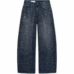 ZARA TRF ラインストーン付 バギーデニム 38 ワイドパンツ - メルカリ