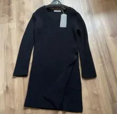 新品　プレインピープル　定価¥3万9600円　ニットリブワンピース　黒