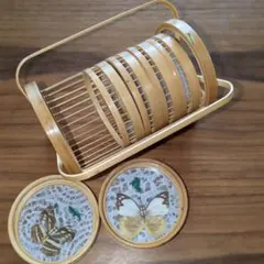 【新品】〈ヴィンテージ〉竹製コースター6枚セット(新品・未使用)