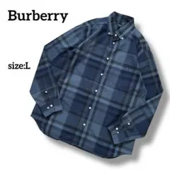 Burberry LONDON　メガノバチェック柄　ボタンダウンシャツ　L