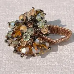 【美品】 リング ビーズ ブラウン 結婚式 パーティー 入学式 卒業式