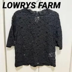 LOWRYS FARM 黒 花柄レース 半袖トップス M
