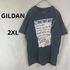 GILDAN◇ギルダン　半袖Tシャツ　グレー【2XL】大きいサイズ　グラフィック