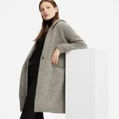 UNIQLO♡レディース メランジウールフーデットニットコート M