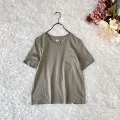 UNIQLO U スーピマコットンクルーネックT（M）カーキ色