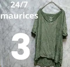 24/7 maurices 【3】半袖Tシャツ オリーブグリーン　無地