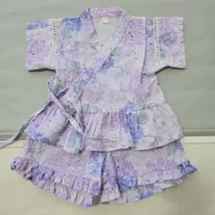アプレレクール 甚平 あじさい柄 ８０cm　女の子 パープル