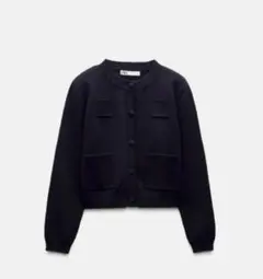 ZARAプレーンニットジャケット パデッドショルダー