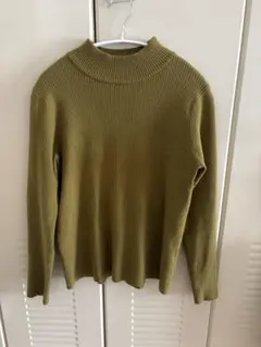 GLOBAL WORK リブニット 長袖 オリーブ(グリーン)