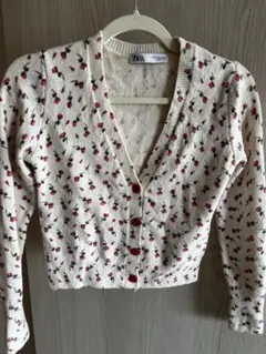 ZARA 花柄カーディガン ホワイト