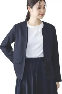 508598 ビームスハート　ジャケット ドビー ノーカラージャケット ネービー