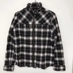 291295=HOMME 古着 チェック柄 スタンドカラー ジップ ジャケット